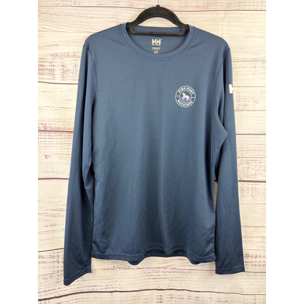 Helly Hansen Pink Pony Mackinac Island Long Sleeve Performance Shirt Navy Large